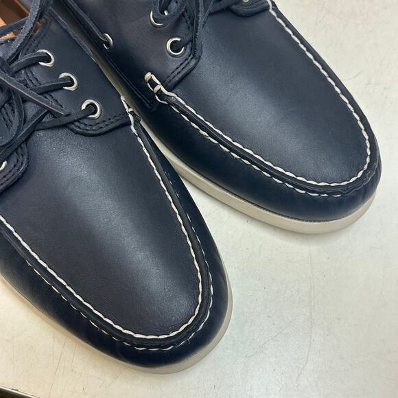 NWOT Quoddy Men\'s Head Boat Shoe Moccasin Navy Blue Handsewn Maine USA 12 D main image 11